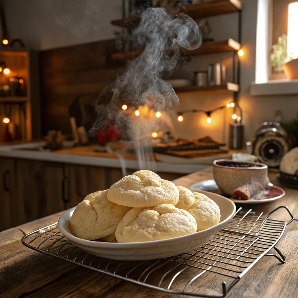 Freshly baked gluten free cloud bread cooling on a rack