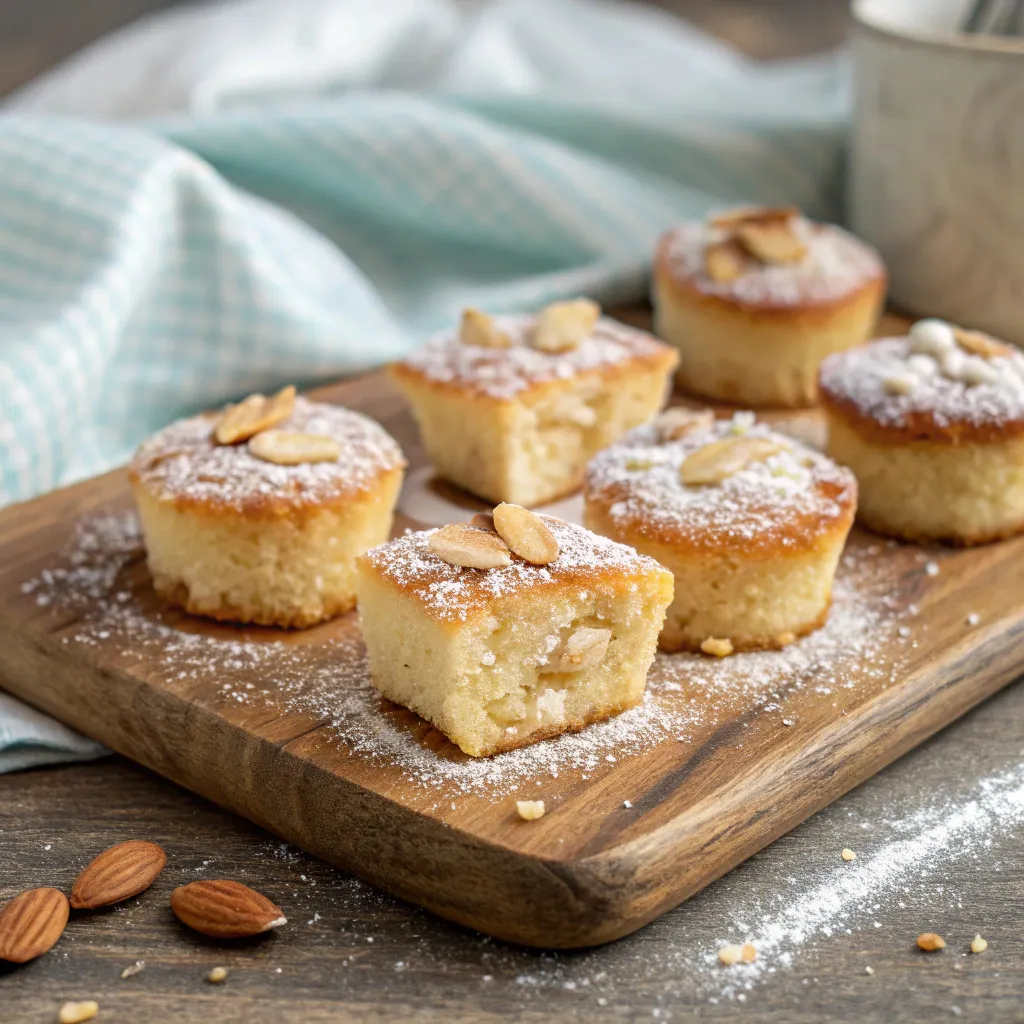 Mini almond coffee cake bites with almond crumble