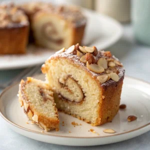 Mini almond coffee cake bites with almond crumble