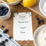 printable recipe card for lemon blueberry cake